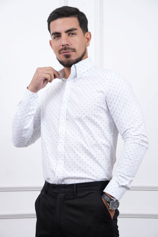 Camisa de puntos para Hombre - Manga Larga, Cuello Camisero - MEHIVIC
