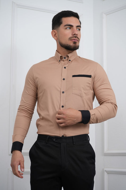 Camisa de hombre Slim Fit con bolsillo algodón premium - MEHIVIC Doble Estilo