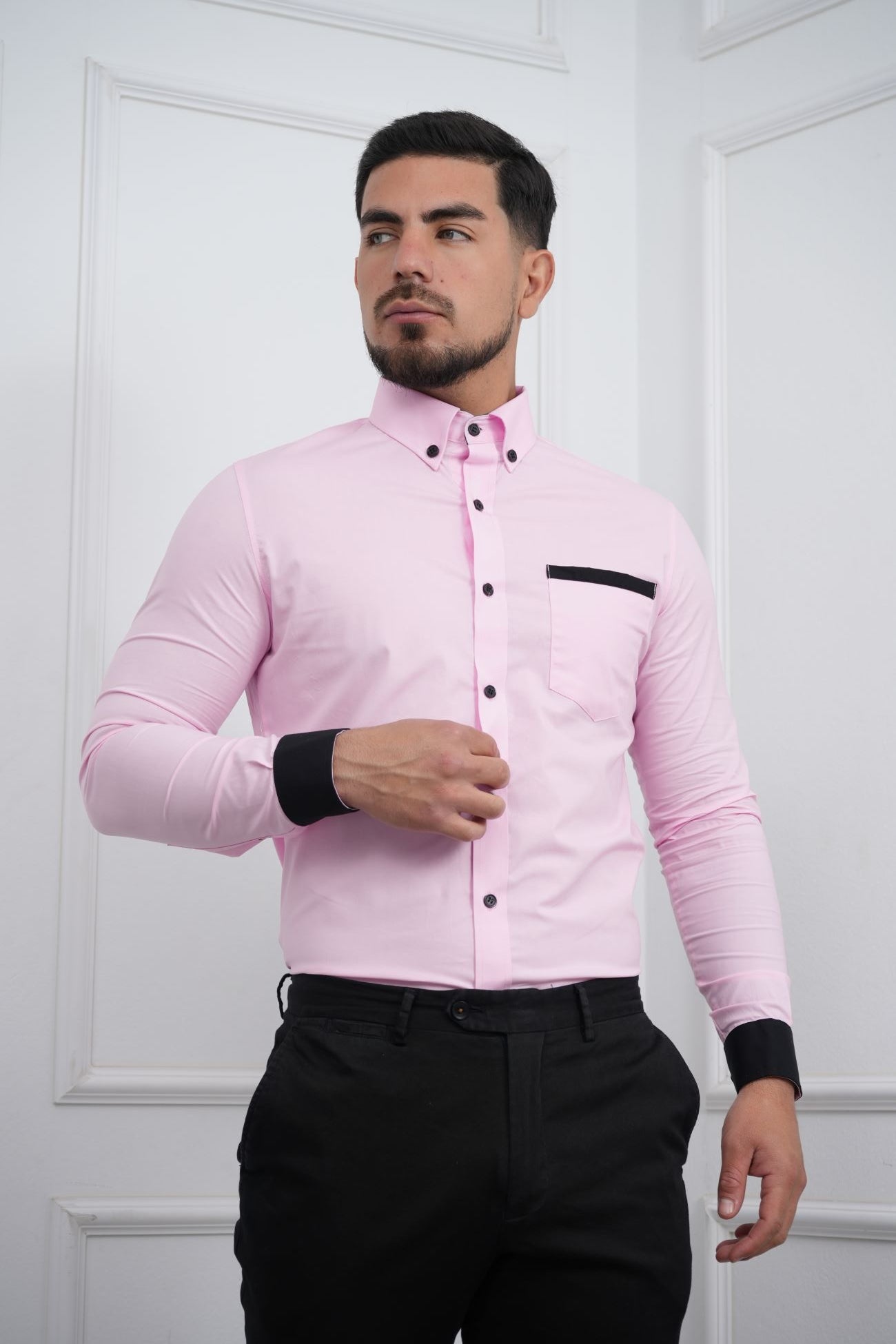 Camisa de hombre Slim Fit con bolsillo algodón premium - MEHIVIC Doble Estilo