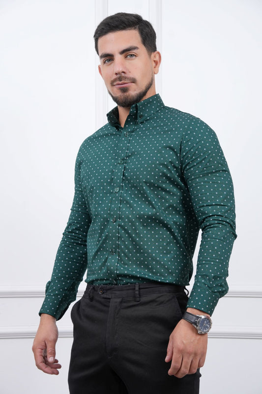Camisa de puntos para Hombre - Manga Larga, Cuello Camisero - MEHIVIC