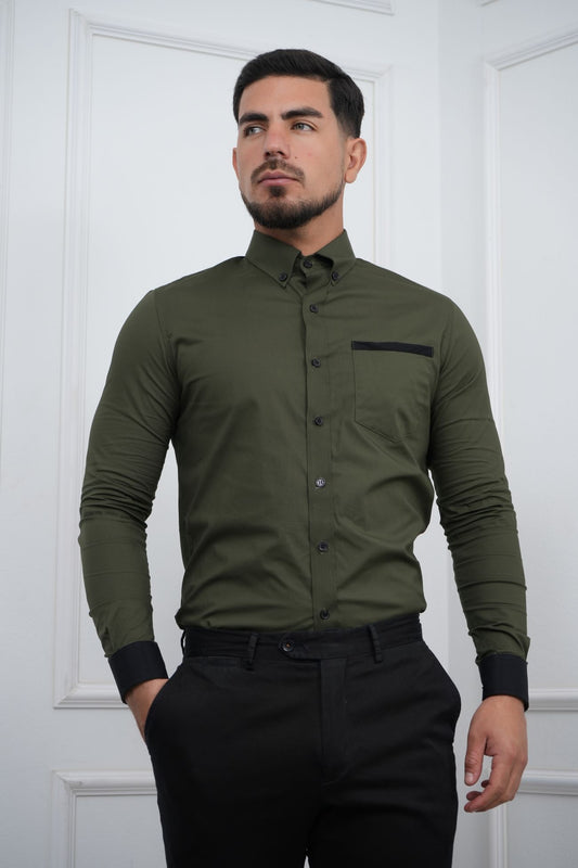 Camisa de hombre Slim Fit con bolsillo algodón premium - MEHIVIC Doble Estilo