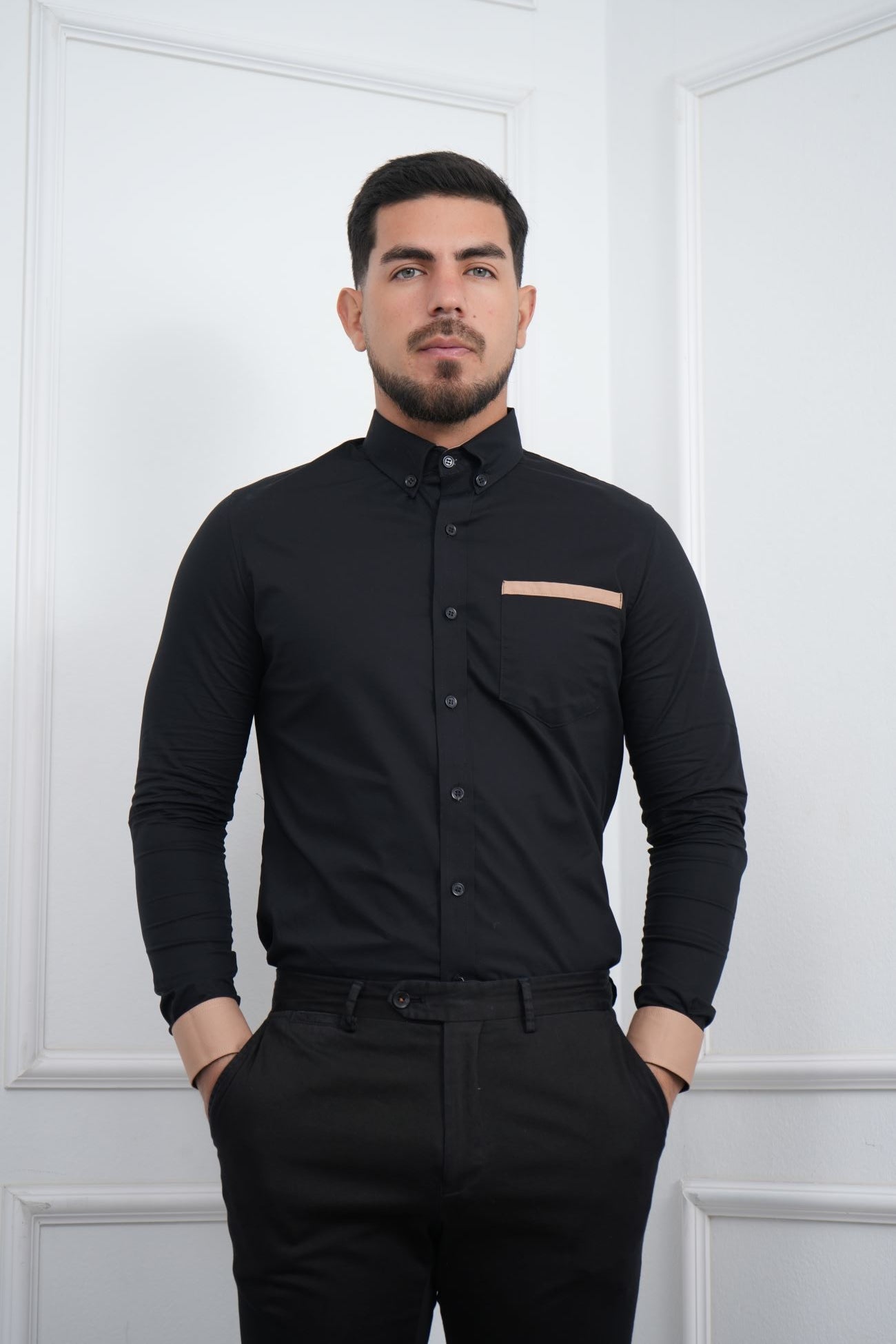 Camisa de hombre Slim Fit con bolsillo algodón premium - MEHIVIC Doble Estilo